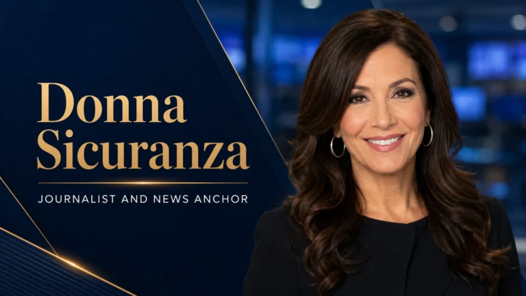 Donna Sicuranza journalist and news anchor featured image with a professional newsroom background