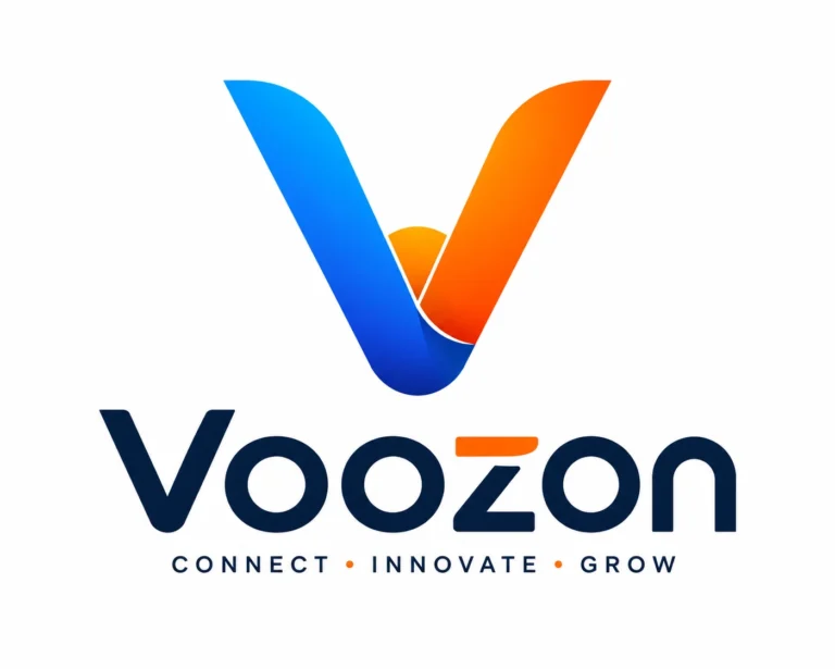 Voozon: Complete Guide to Features, Uses, Benefits, Pricing, and Alternatives 1 Voozon logo featuring a modern blue and orange abstract "V" icon with the tagline "Connect • Innovate • Grow" on a white background.
